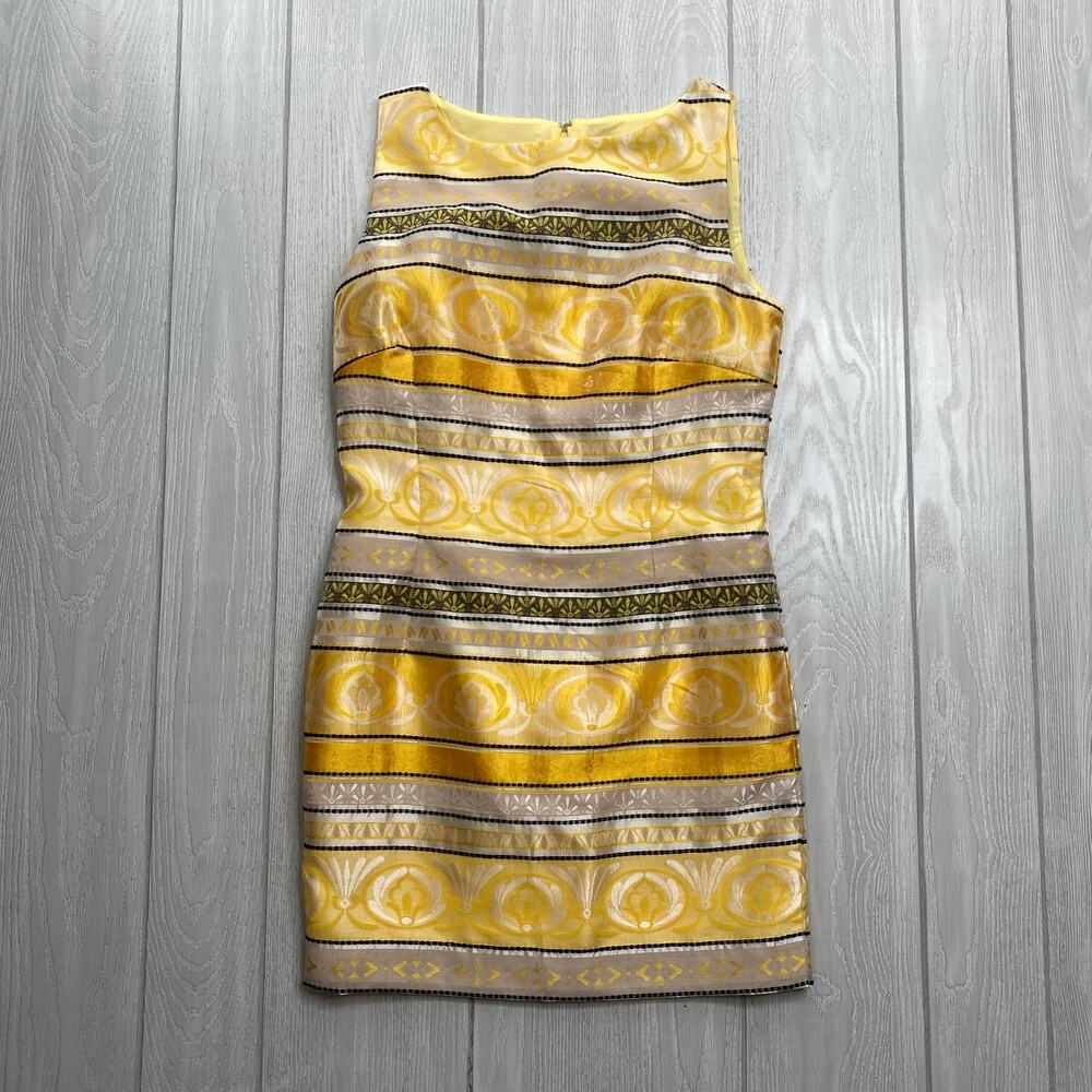 Chetta B Women's Yellow Black & White Cocktail Sheath Dress Size 4
